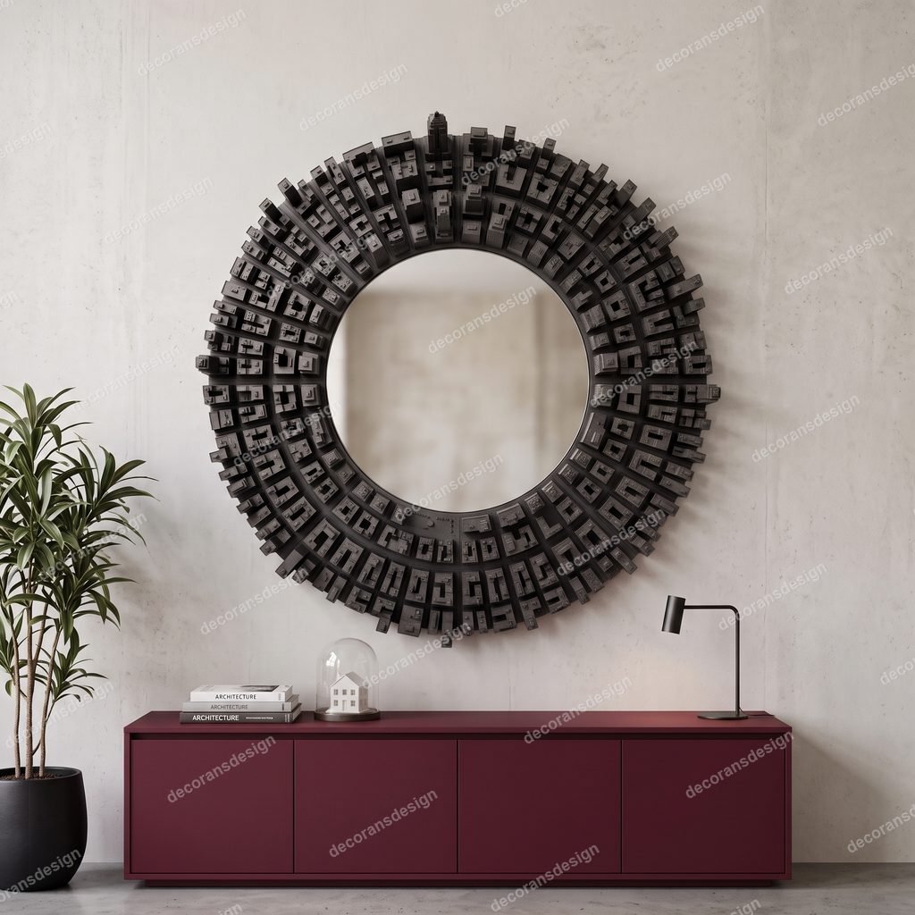Cityscape Wall Mirror, styled in a room