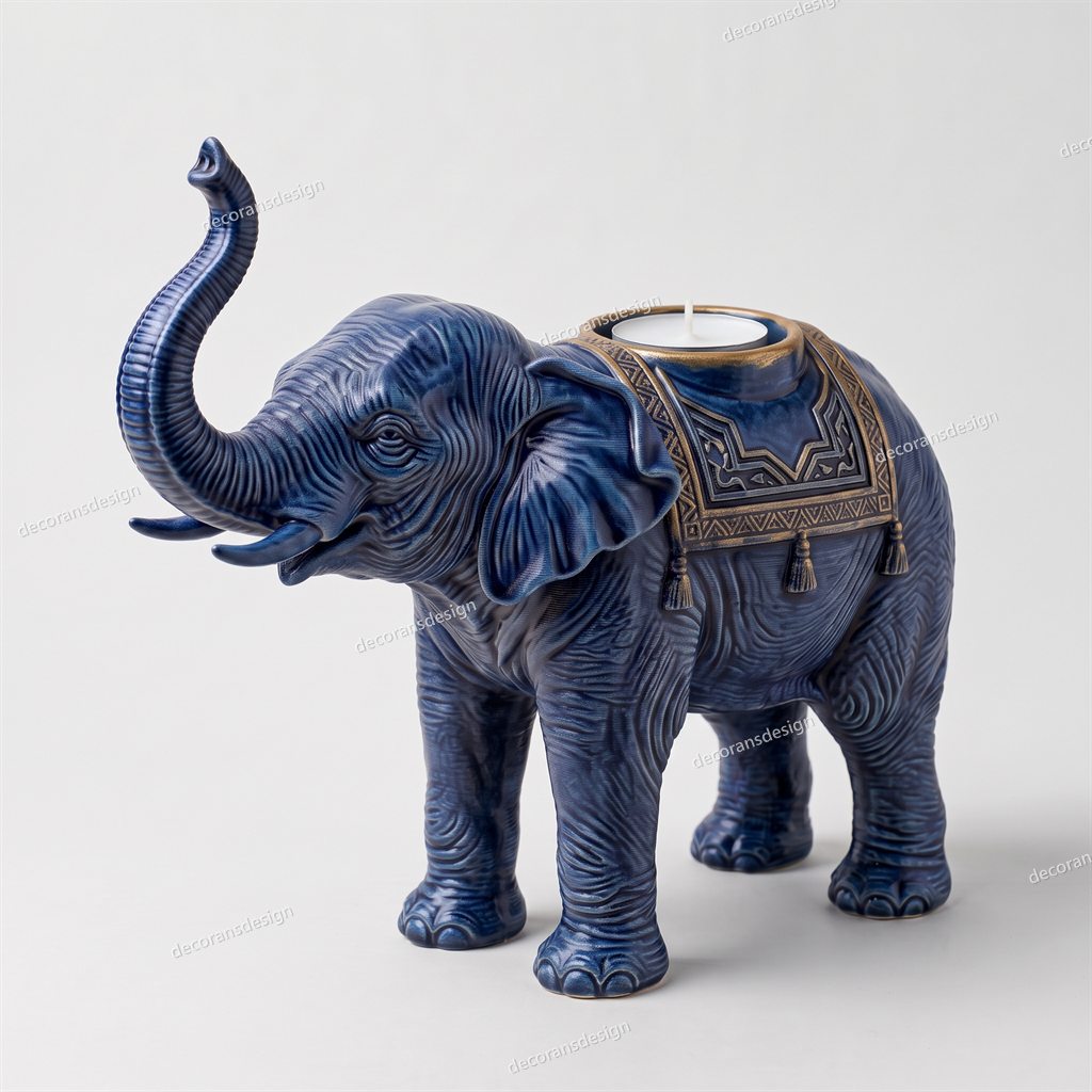 Sapphire Elephant Candle Holder, design file, studio view