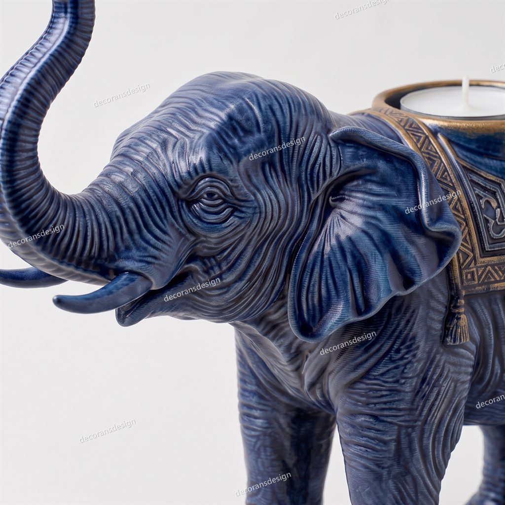 Sapphire Elephant Candle Holder, close-up detail
