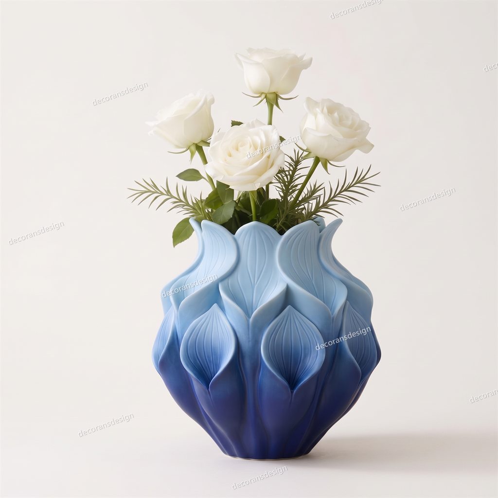 Navy Lotus Crown Vase, design file, studio view