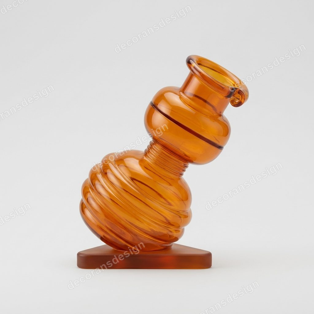 Amber Figure-Eight Vase, 3D print design, studio view