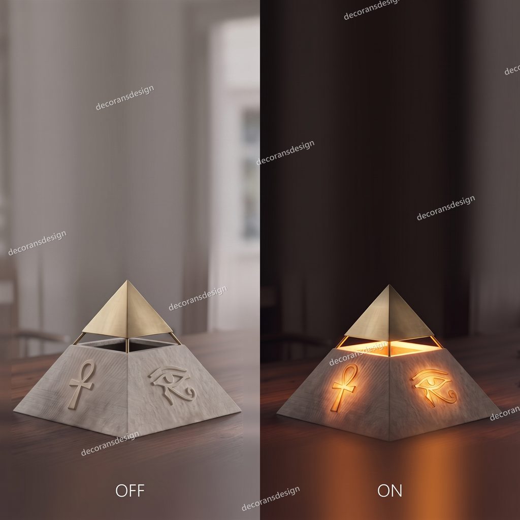 Pyramidion Table Lamp, design file, switched off and on