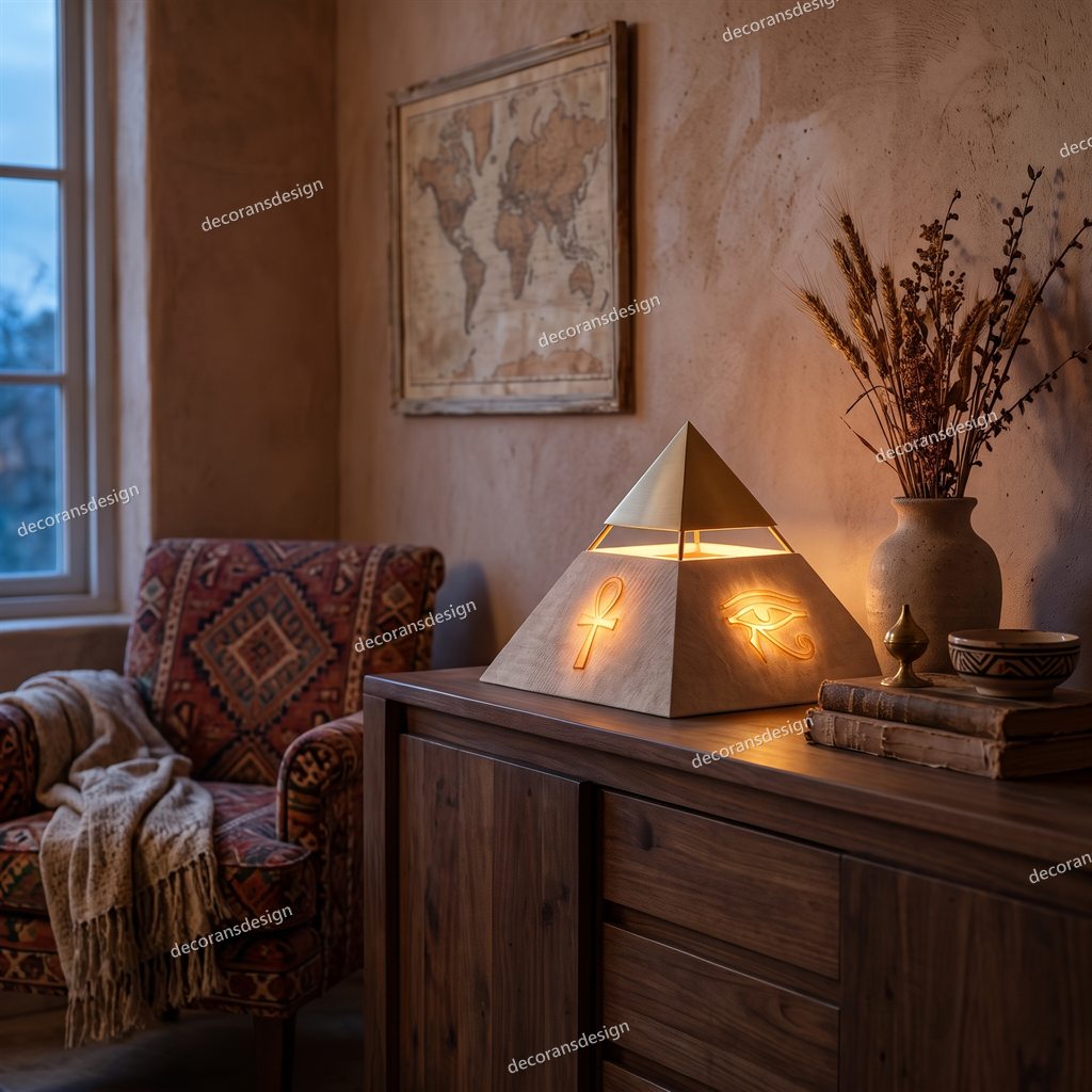 Pyramidion Table Lamp, styled on a sideboard