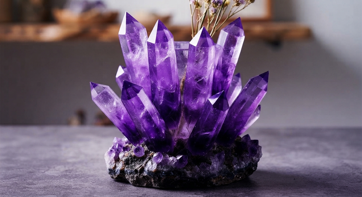 Amethyst candle holder